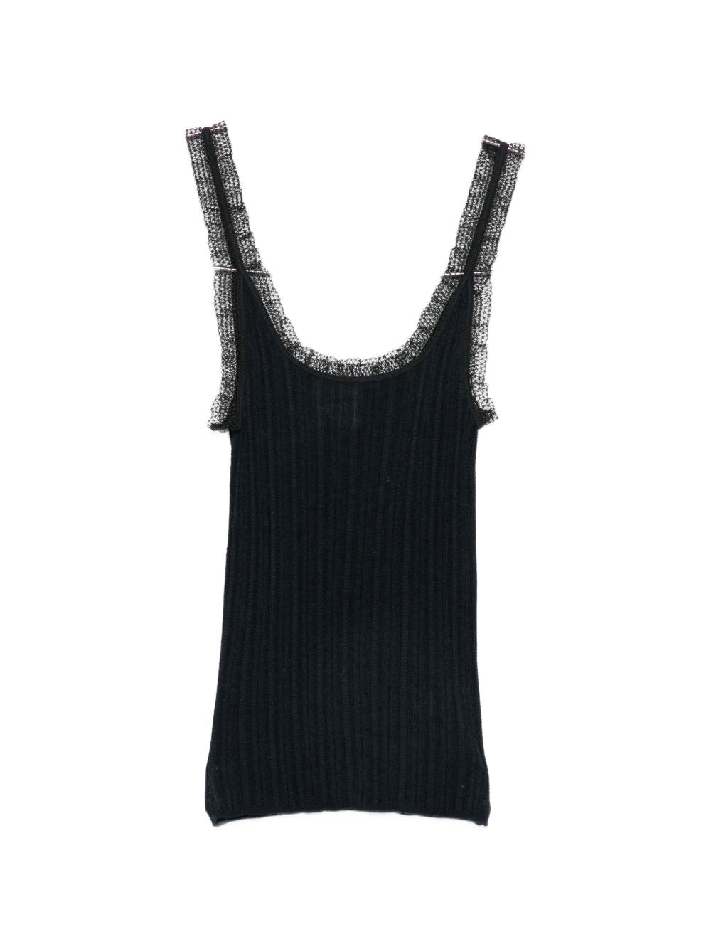 FORTE FORTE Top canotta in lana con dettagli in pizzo e tulle 