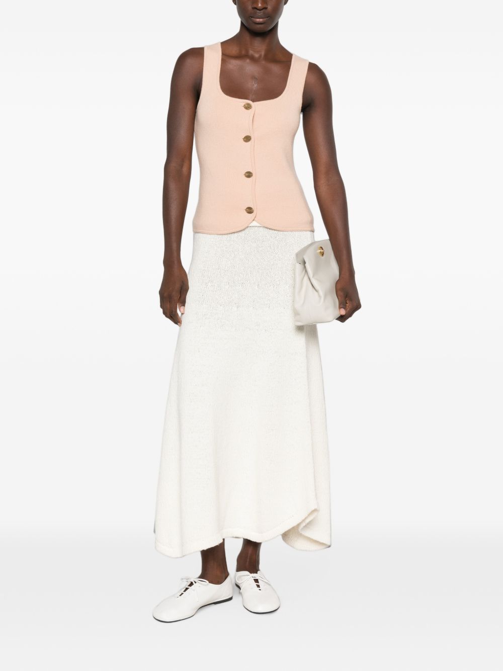 FORTE FORTE Gilet in maglia rosa in lana e cashmere 