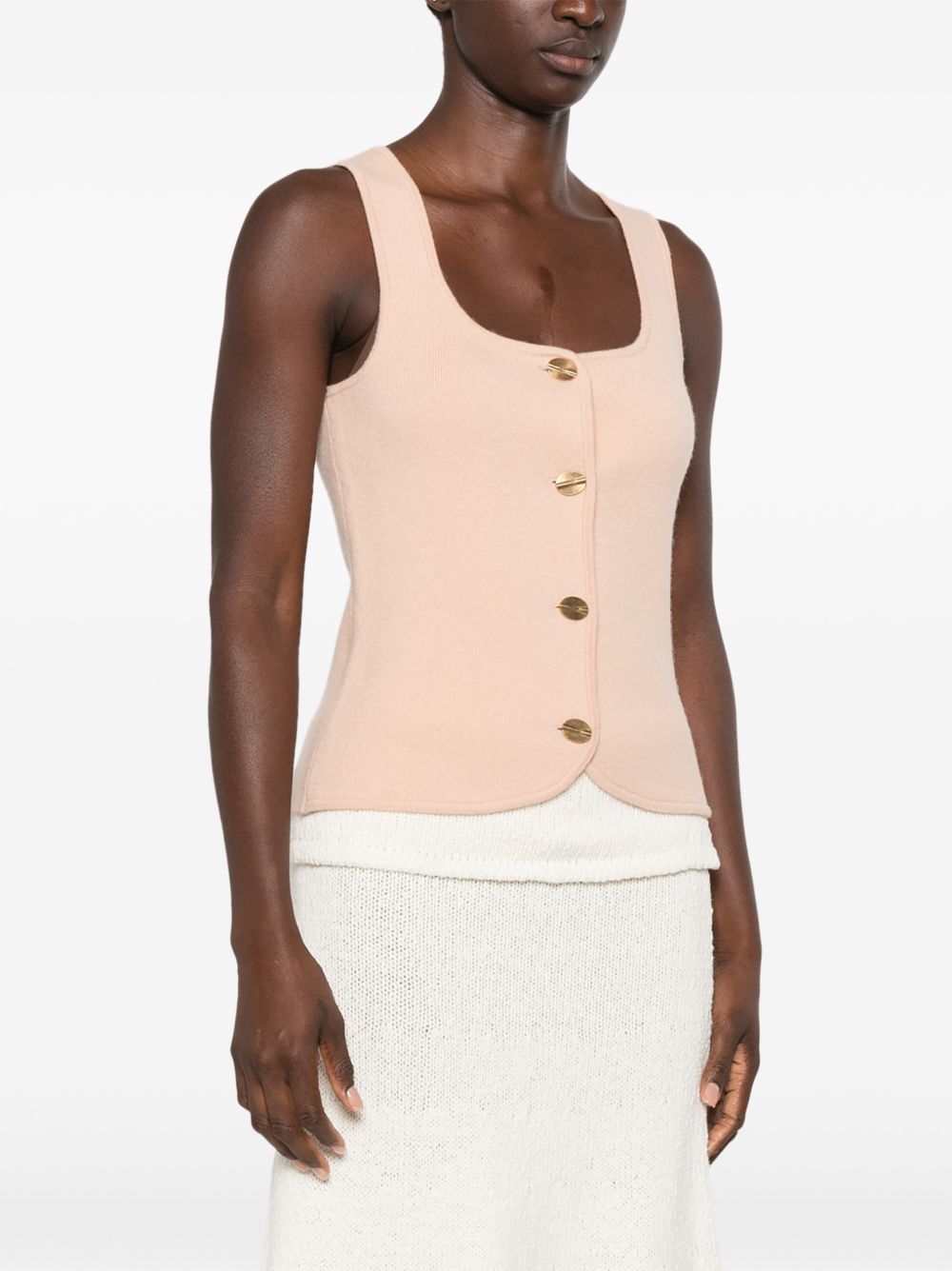 FORTE FORTE Gilet in maglia rosa in lana e cashmere 