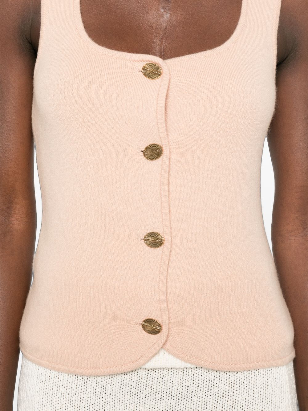 FORTE FORTE Gilet in maglia rosa in lana e cashmere 