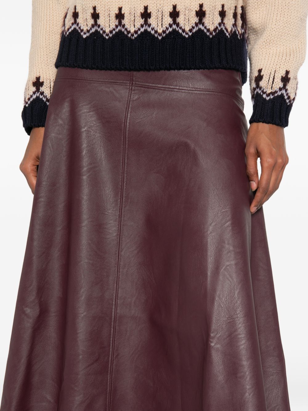 FORTE FORTE Gonna midi in eco-pelle bordeaux 