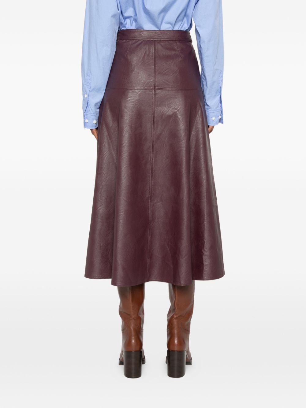 FORTE FORTE Gonna midi in eco-pelle bordeaux 