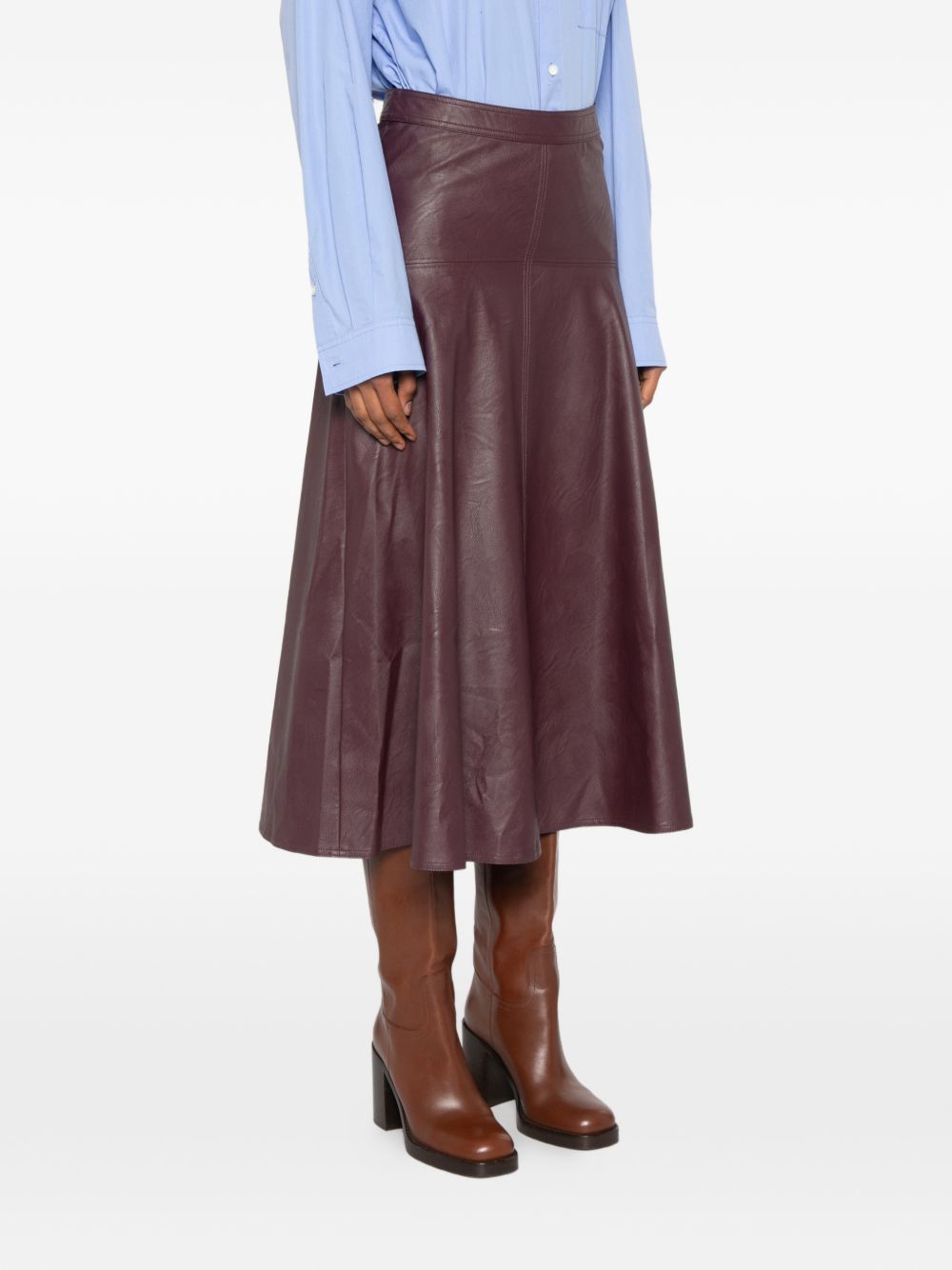FORTE FORTE Gonna midi in eco-pelle bordeaux 