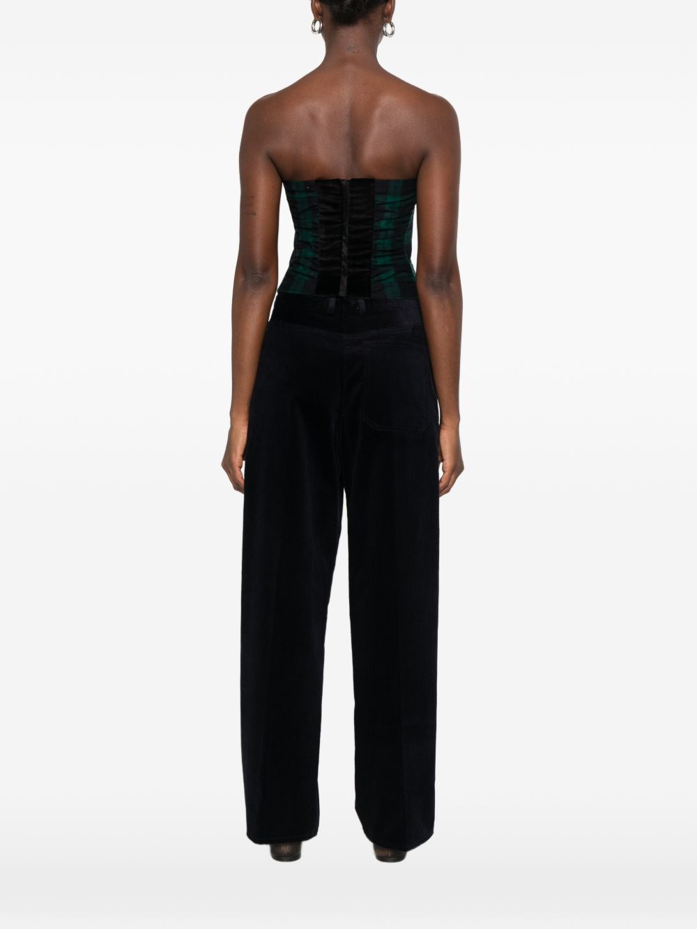 FORTE FORTE Top MY Top verde scozzese senza spalline in lana 