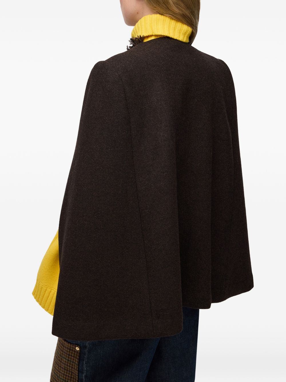 GANNI Mantella Marrone in Lana e Cashmere 