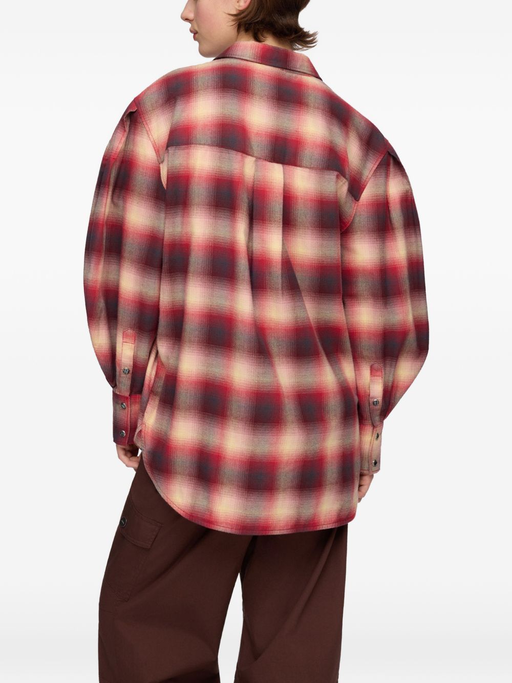 GANNI Camicia in flanella a quadri bordeaux 