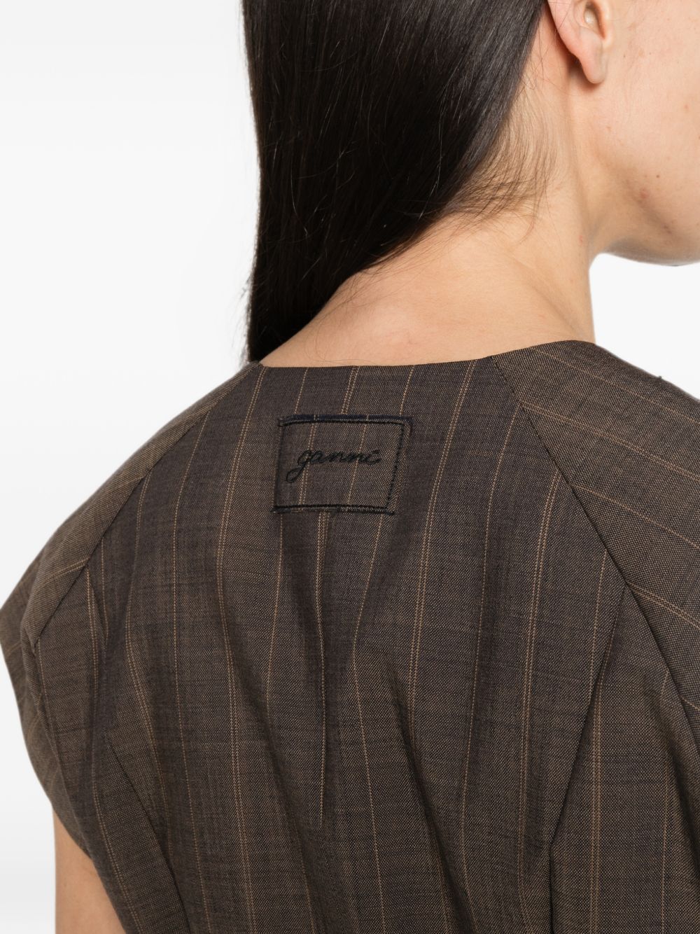 GANNI Blusa a maniche corte in lana leggera melange 