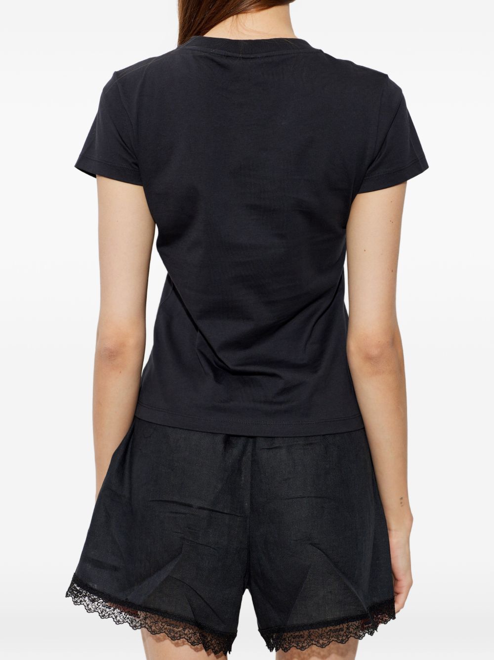 GANNI T-shirt con stampa grafica e slogan riciclato in cotone nero 