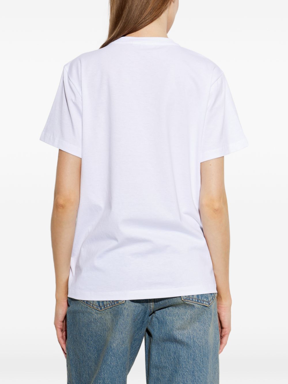 GANNI T-shirt in cotone bianco con stampa grafica 