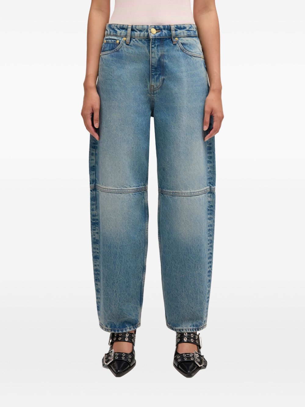 GANNI Jeans Stary a gamba a botte con lavaggio vintage 