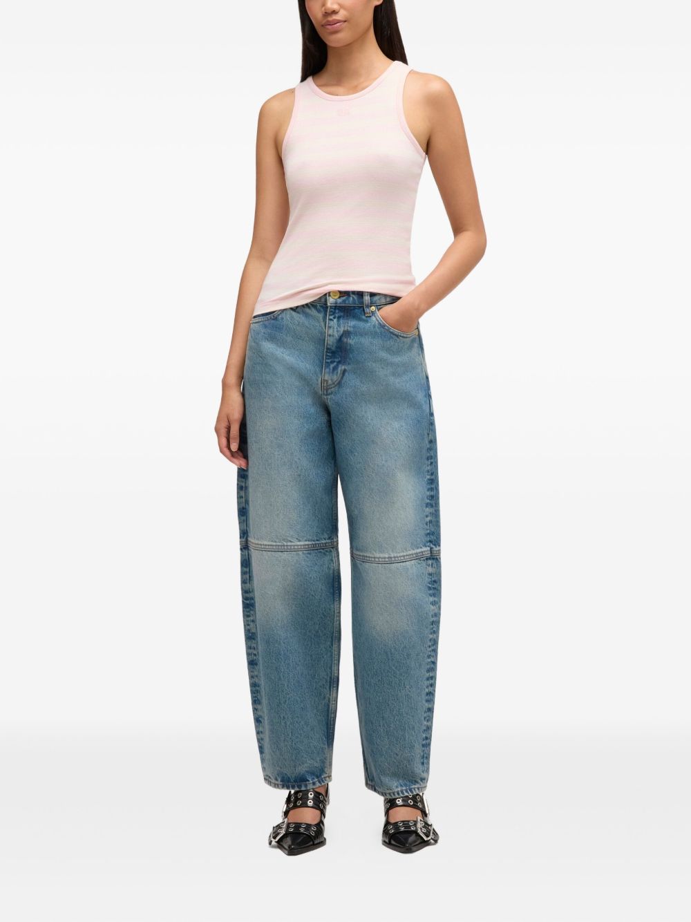 GANNI Jeans Stary a gamba a botte con lavaggio vintage 