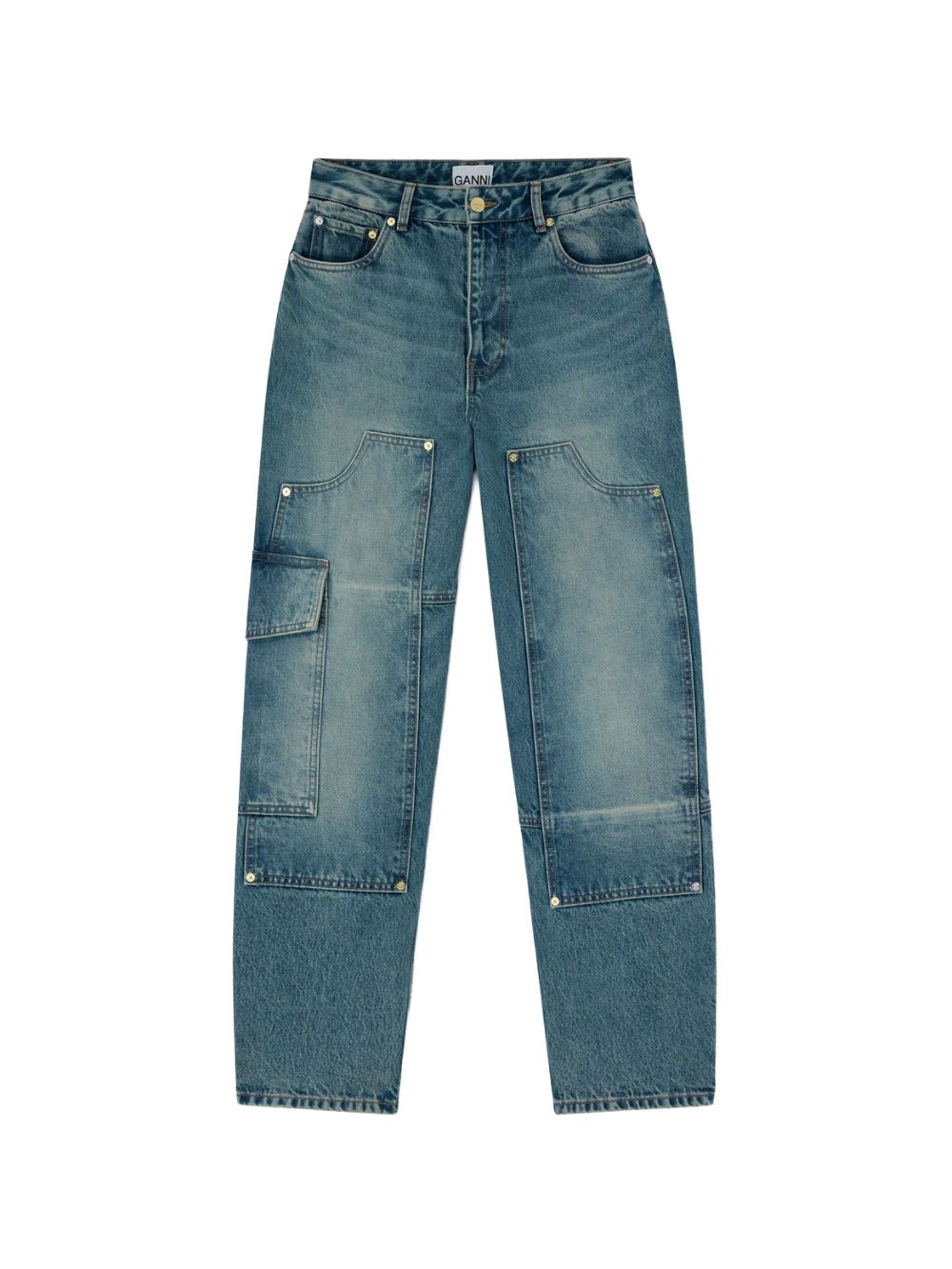 GANNI Jeans Audri barrel in denim rigido blu vintage 