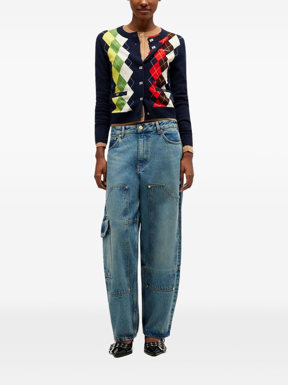 GANNI Jeans Audri barrel in denim rigido blu vintage 