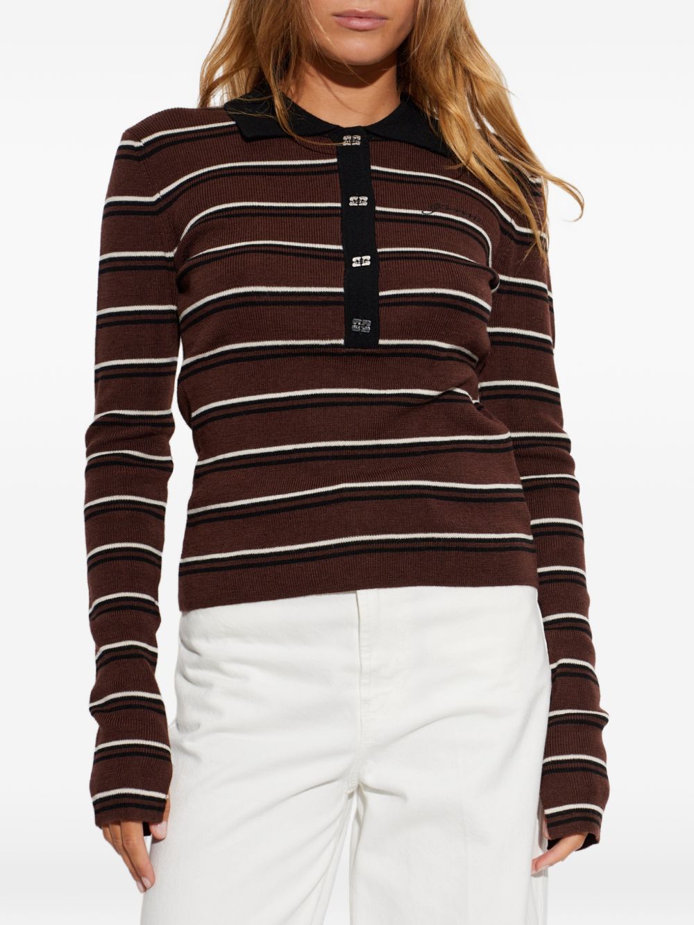 GANNI Polo a righe in lana 