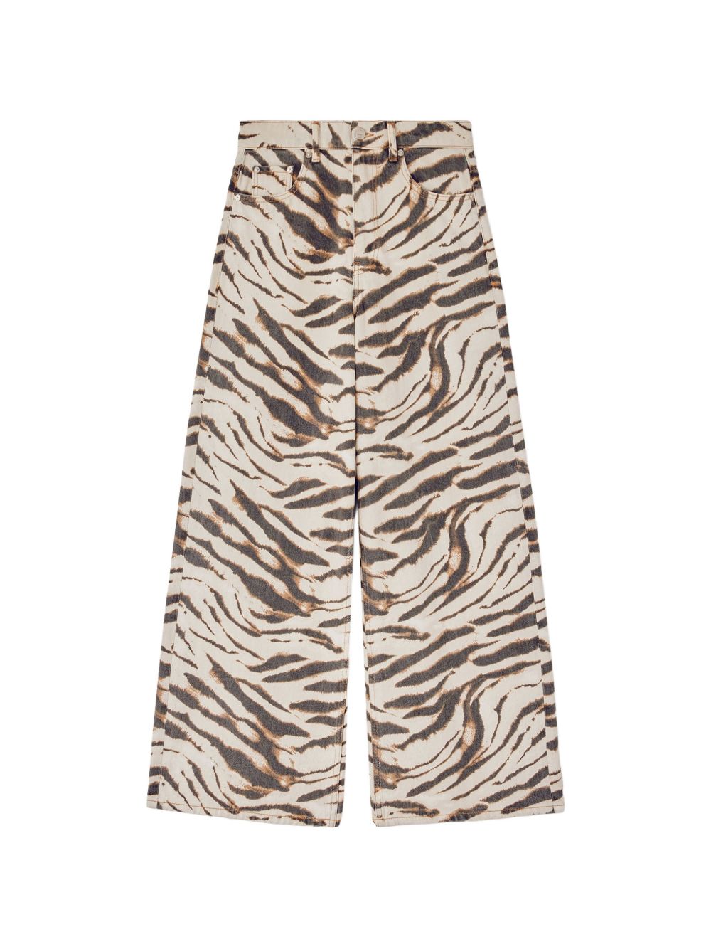GANNI Jeans Lari Wide in denim stampa zebra 