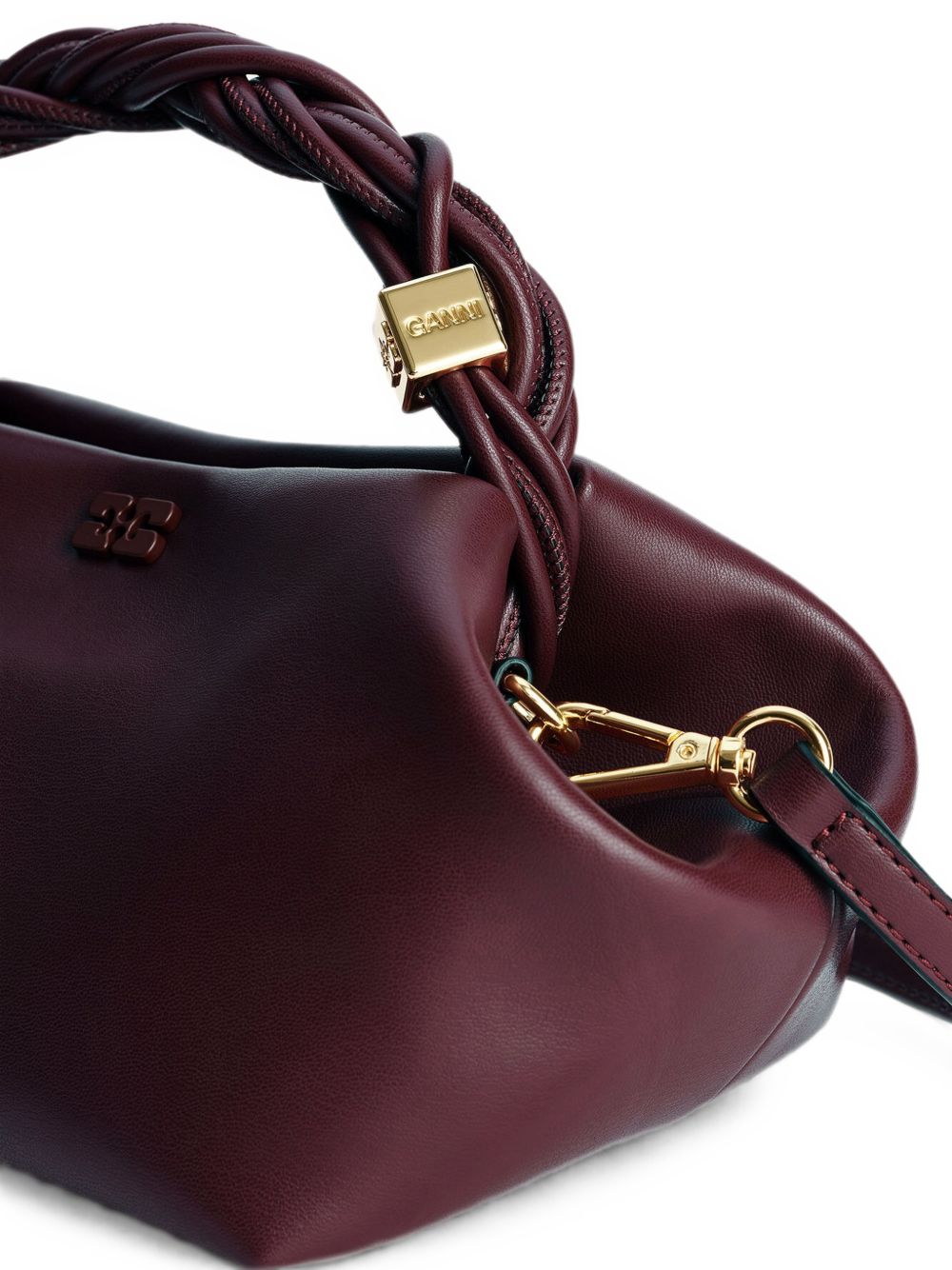 GANNI Borsa a mano Bou Bag Small in pelle burgundy 
