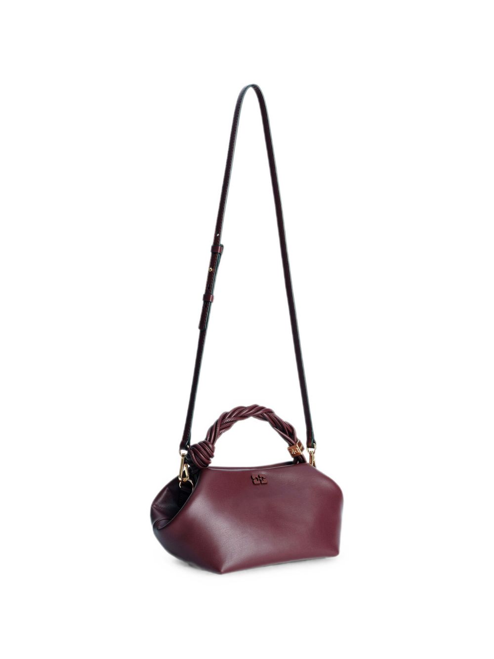 GANNI Borsa a mano Bou Bag Small in pelle burgundy 