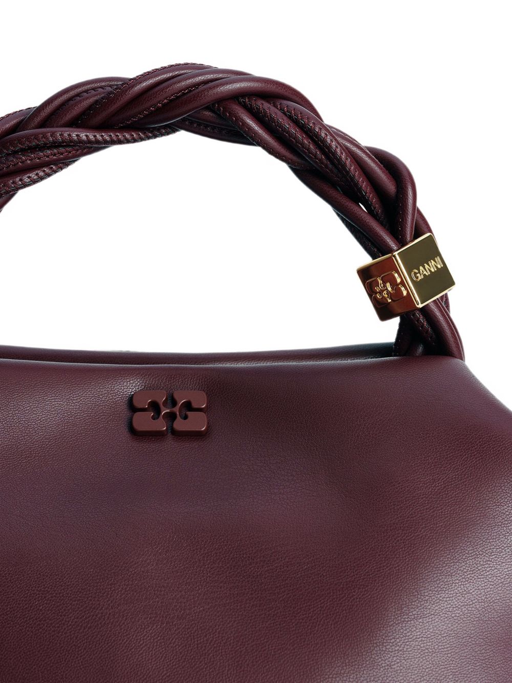 GANNI Borsa a mano Bou Bag Small in pelle burgundy 