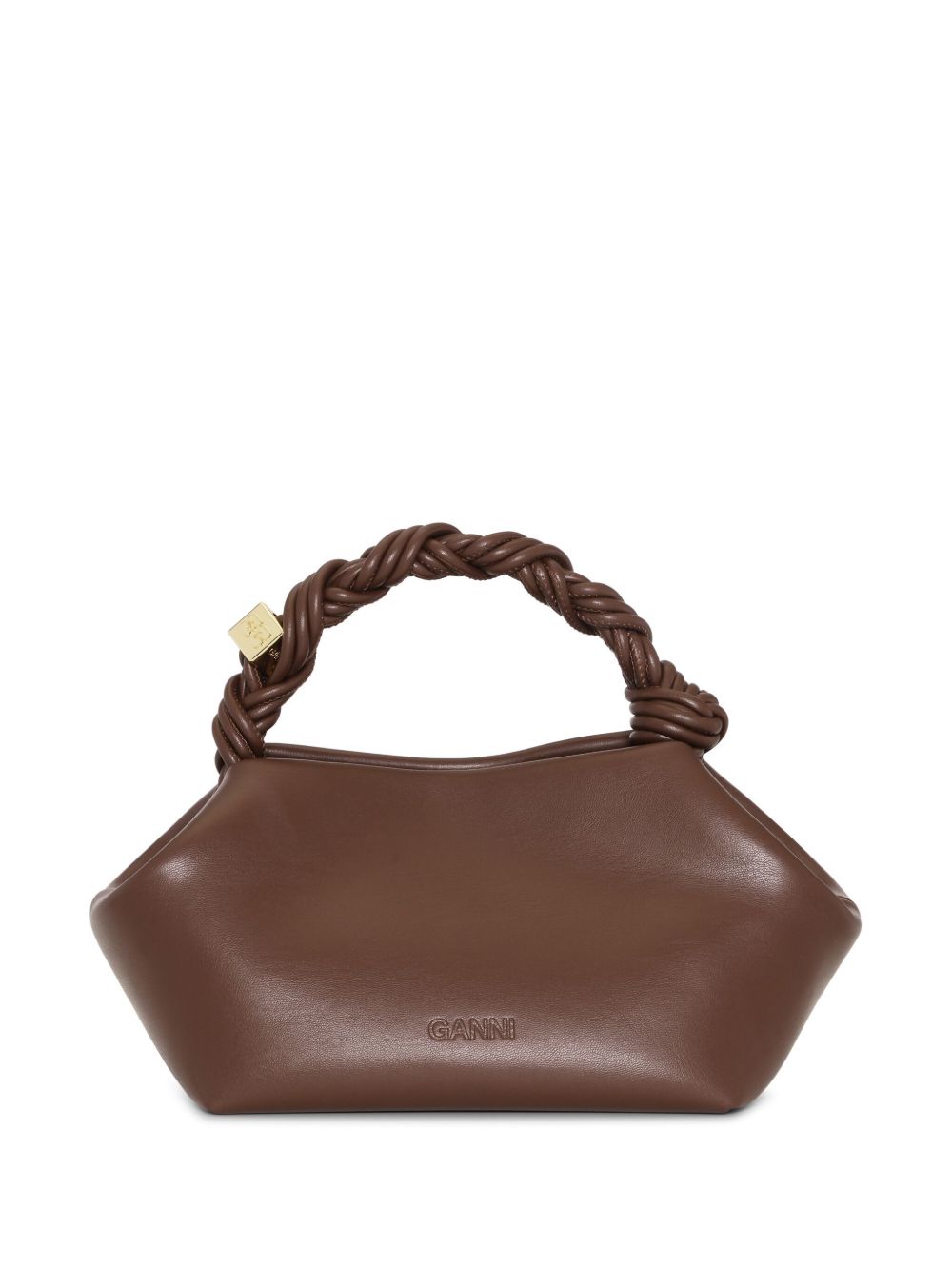 GANNI Borsa a mano Bou Bag Small in pelle color cioccolato 