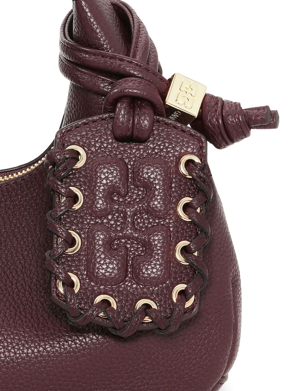 GANNI Borsa marrone in pelle grana con manico e tracolla removibile 