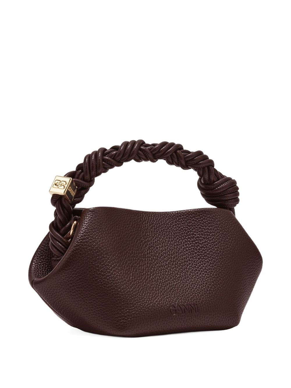 GANNI Borsa a mano con manico intrecciato e logo Butterfly tono su tono 