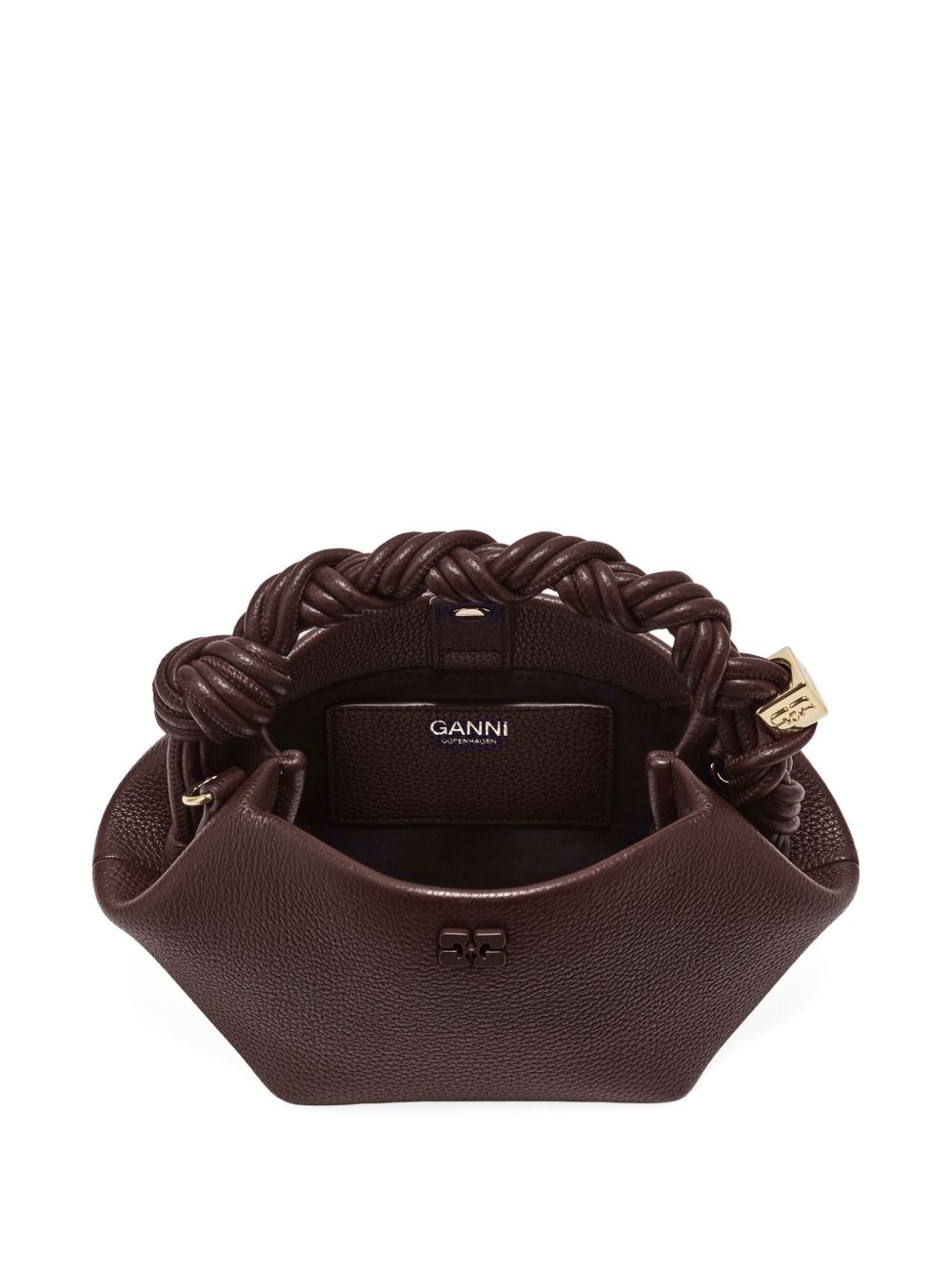GANNI Borsa a mano con manico intrecciato e logo Butterfly tono su tono 