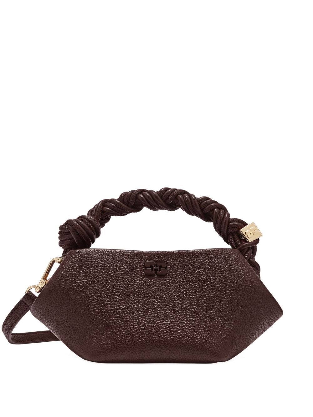 GANNI Borsa a mano con manico intrecciato e logo Butterfly tono su tono 