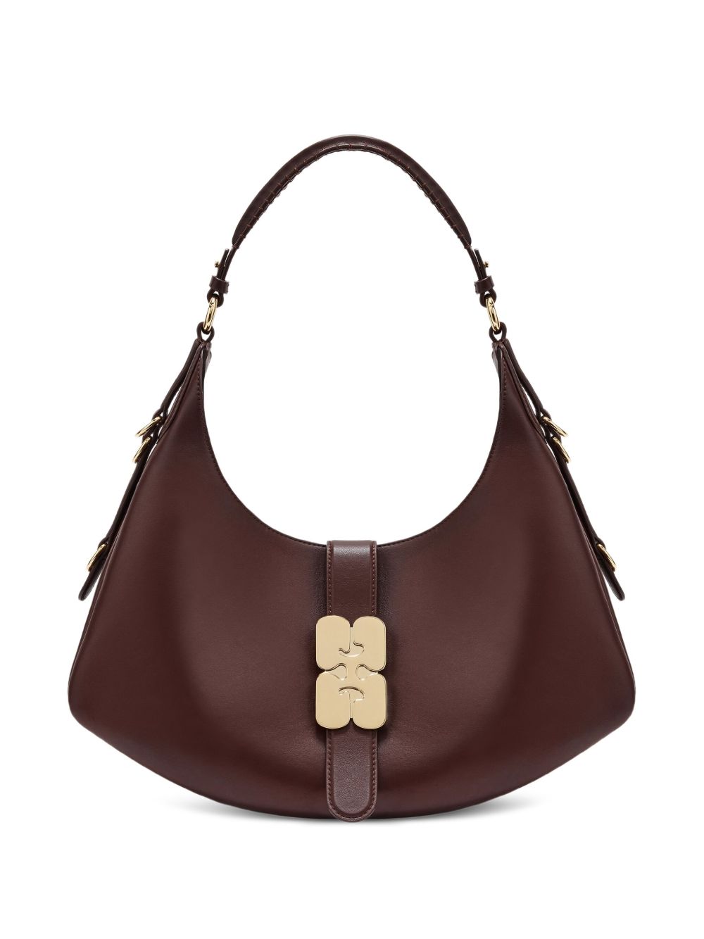 GANNI Borsa a spalla Small Kat marrone con chiusura Butterfly 