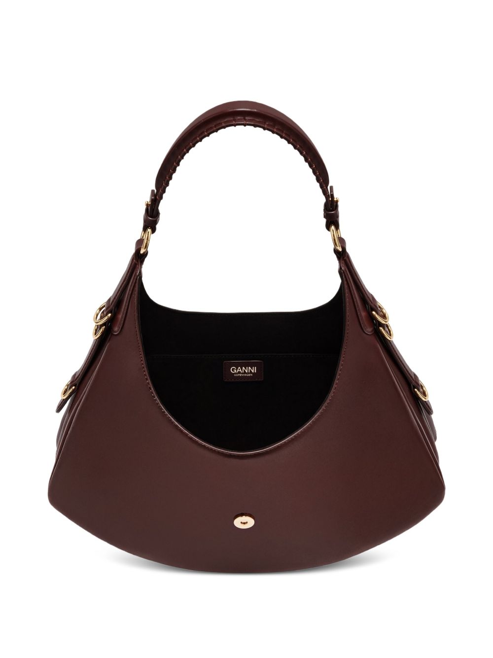 GANNI Borsa a spalla Small Kat marrone con chiusura Butterfly 