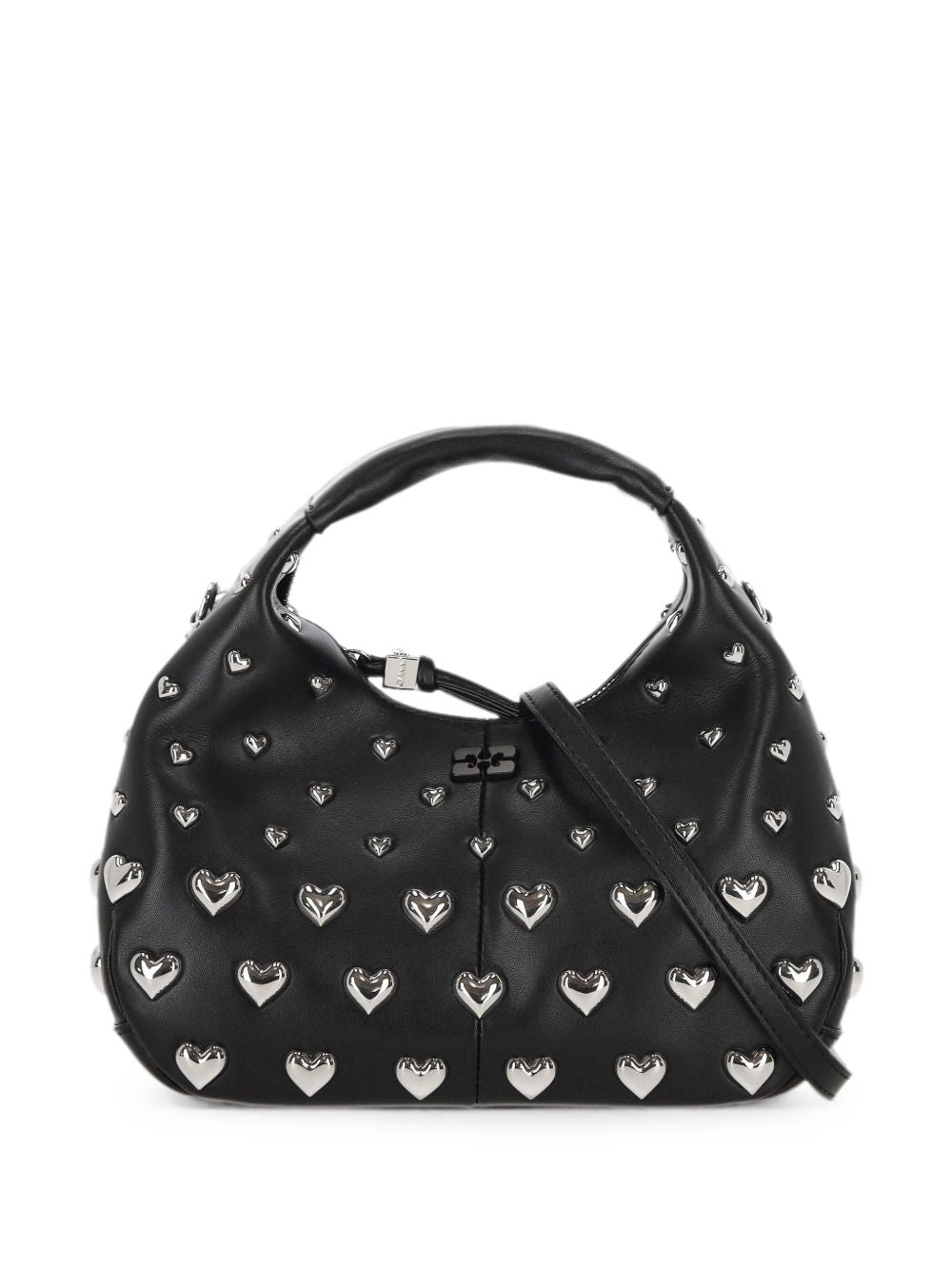 GANNI Borsa Mini Hobo nera con borchie a cuore 