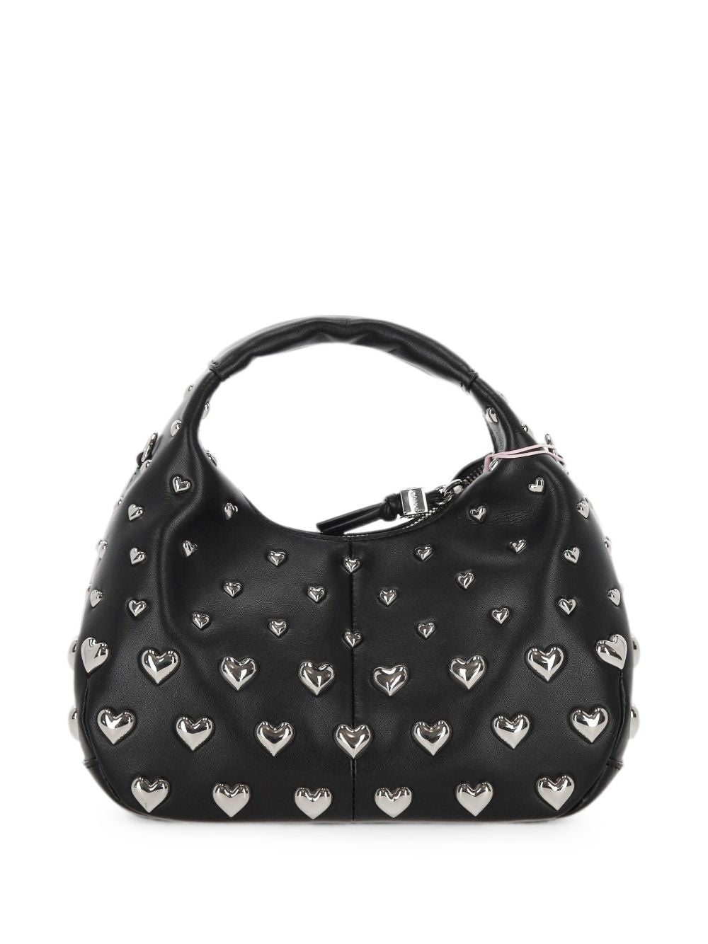 GANNI Borsa Mini Hobo nera con borchie a cuore 