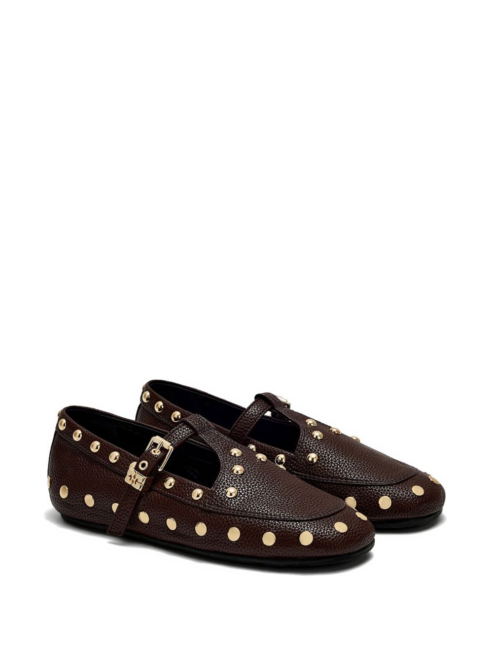 GANNI Ballerine Mary Jenny in finitura grained color marrone 