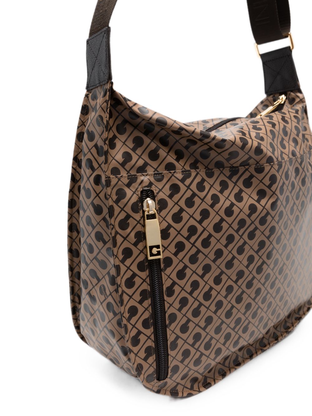GHERARDINI Borsa Toffee a spalla beige con logo all-over 
