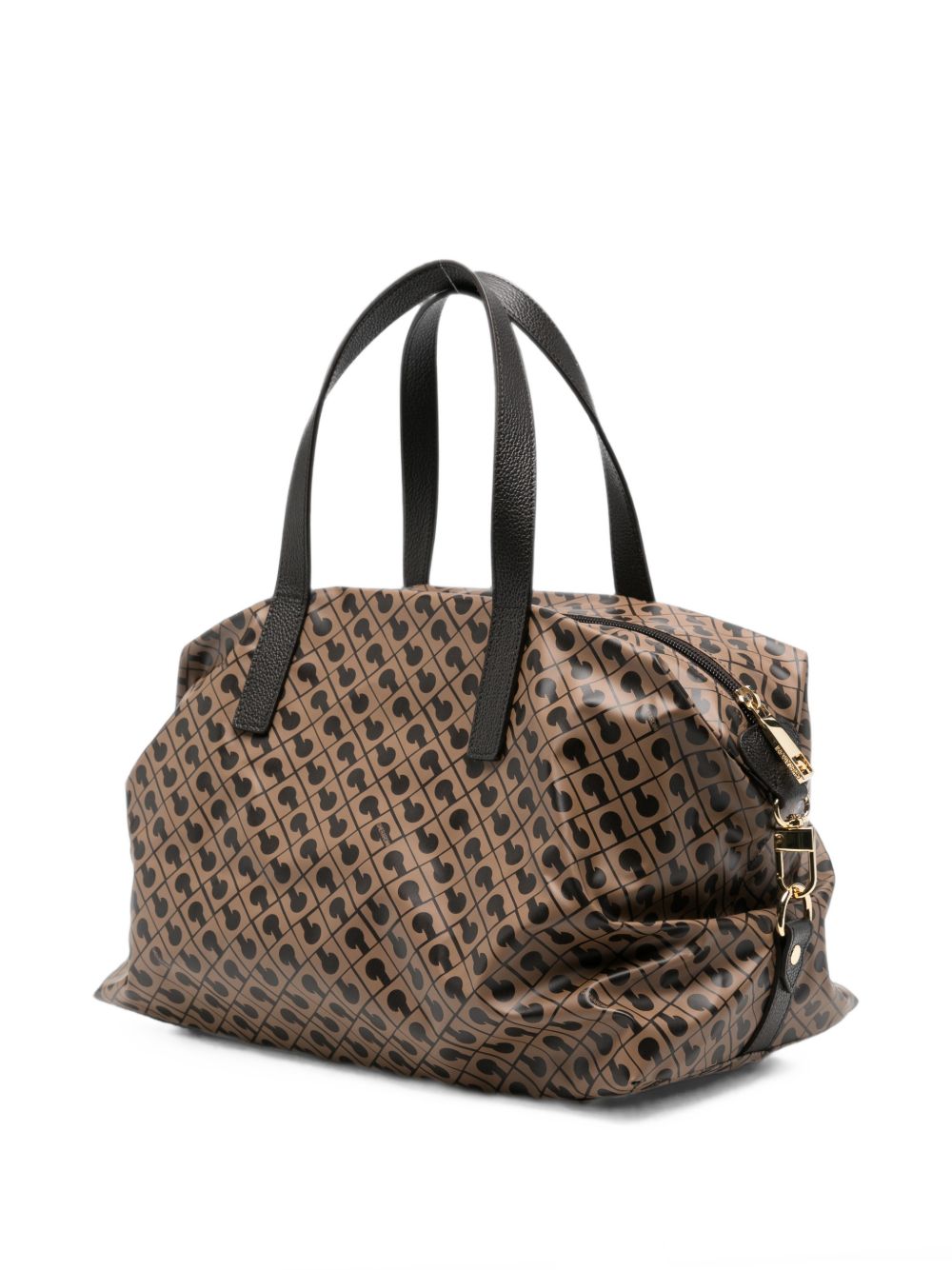 GHERARDINI Borsa a bauletto Bowling Taffee marrone con logo all-over 