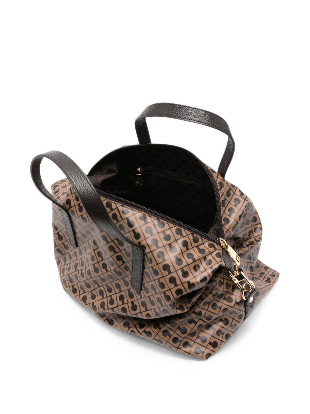 GHERARDINI Borsa a bauletto Bowling Taffee marrone con logo all-over 