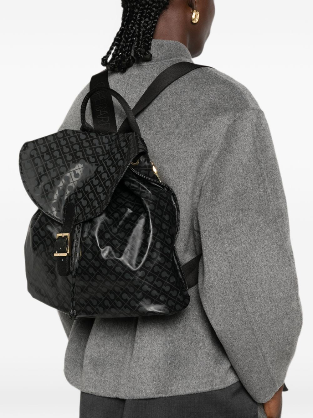 GHERARDINI Zaino EXCALIBUR con logo all-over nero 