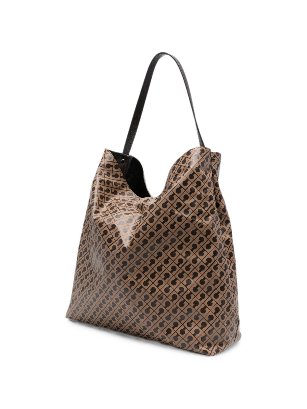 GHERARDINI Borsa Hobo Toffee marrone con logo all-over 