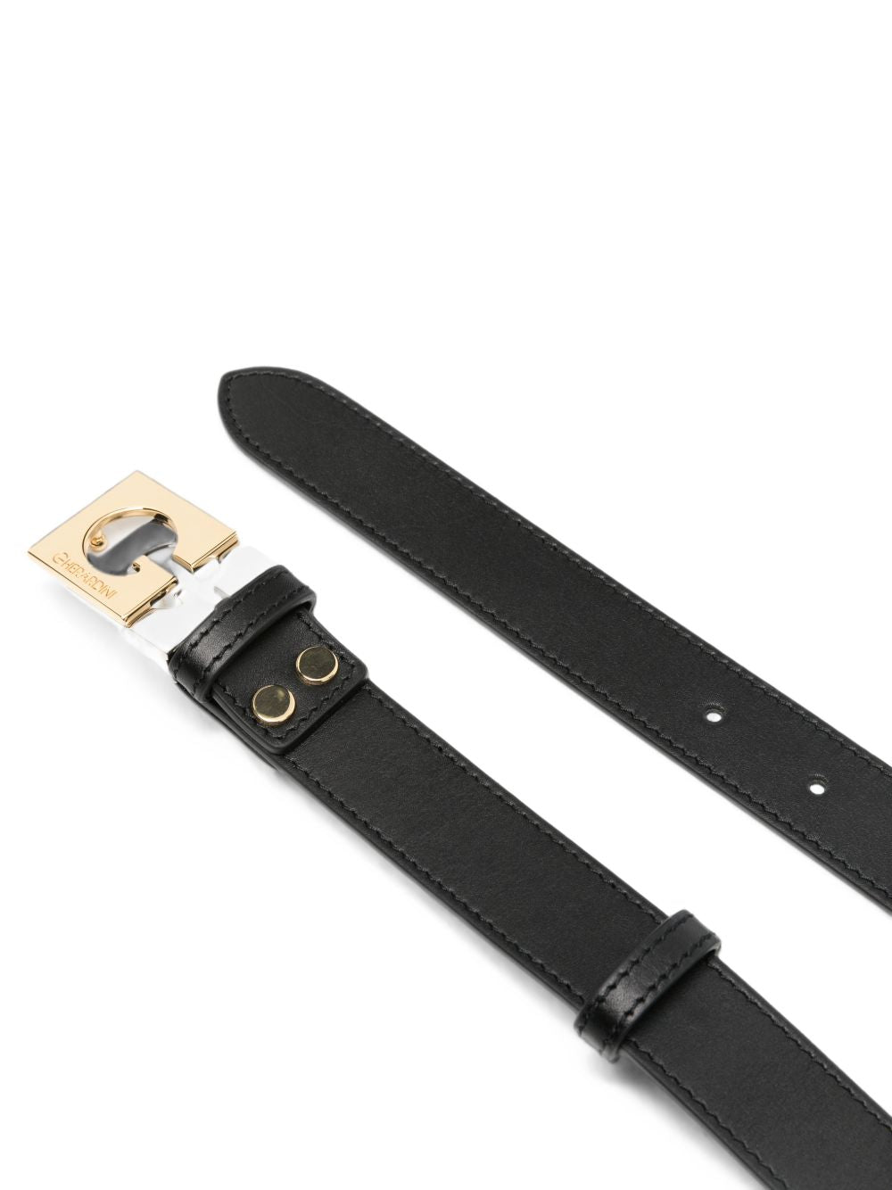 GHERARDINI Cintura Belt nera in pelle con doppia fibbia 