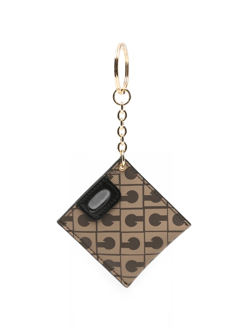 GHERARDINI Portachiavi Piattina Keyring marrone con logo all-over 