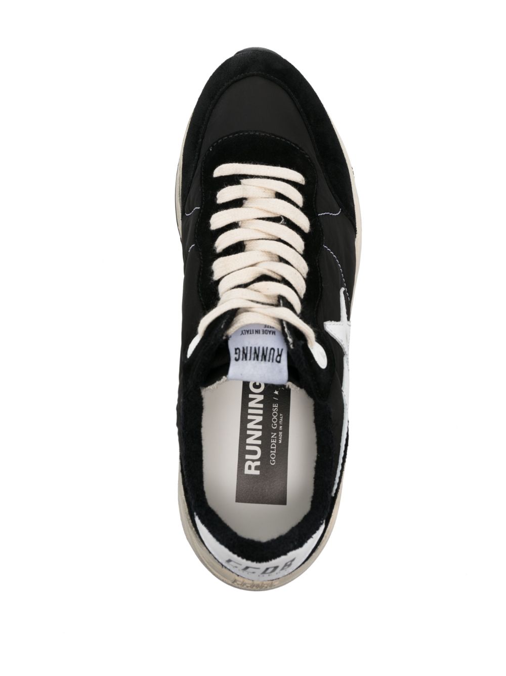 GOLDEN GOOSE Sneakers Running Sole in nappa e suede neri con stella bianca 
