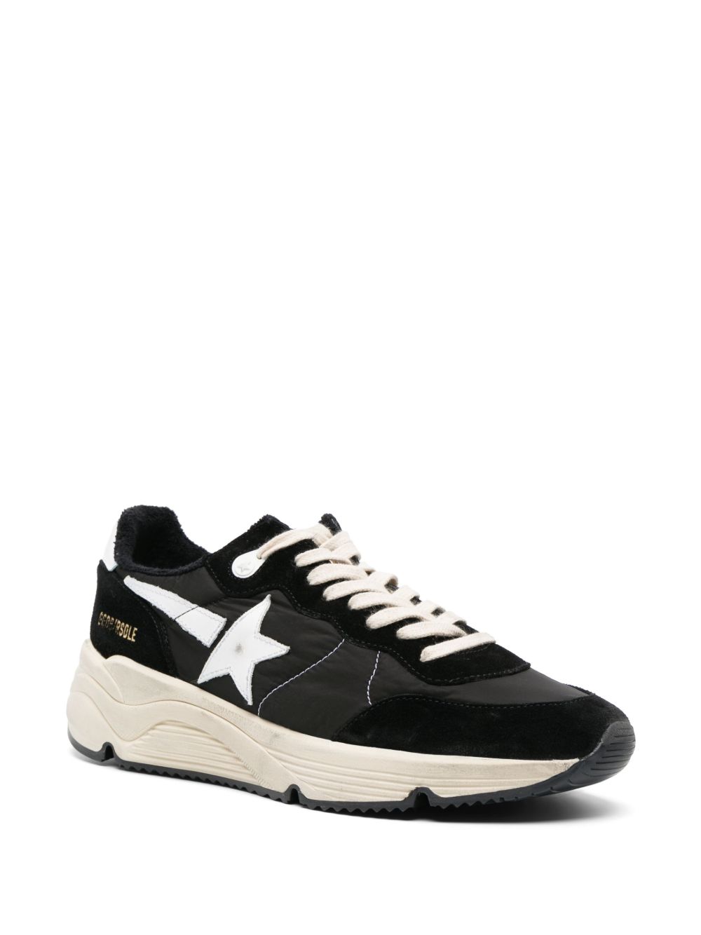 GOLDEN GOOSE Sneakers Running Sole in nappa e suede neri con stella bianca 