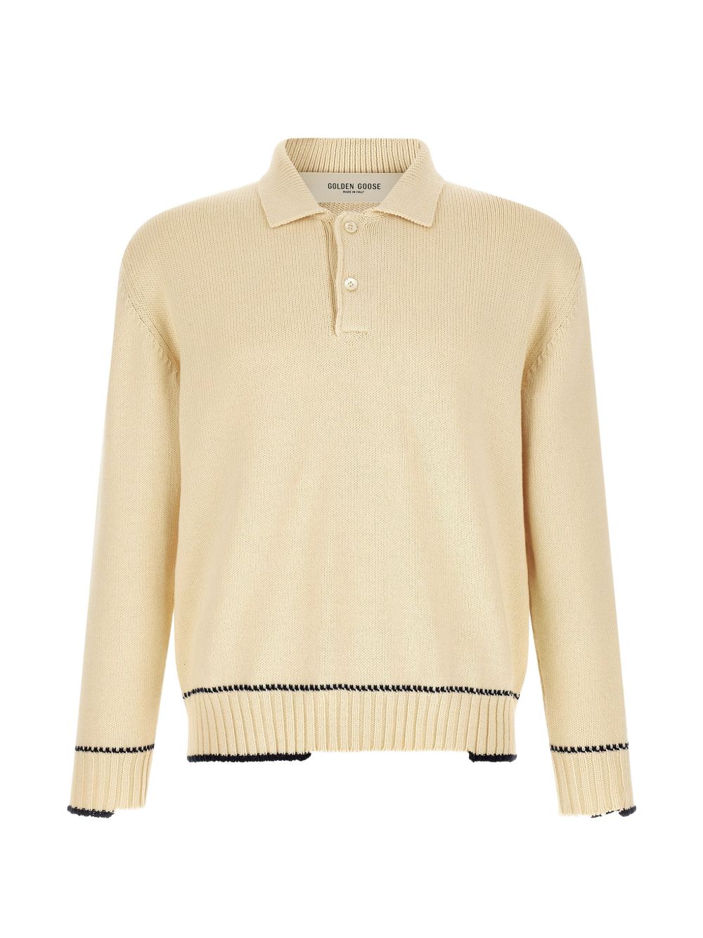 GOLDEN GOOSE Polo a Maniche Lunghe in Maglia Crema 