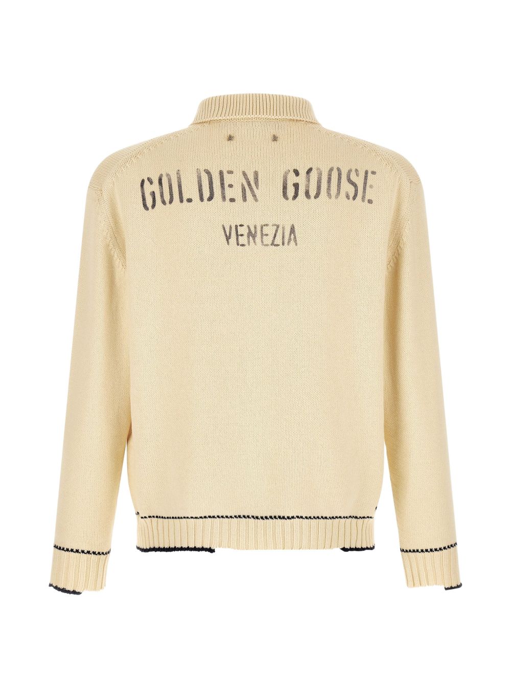 GOLDEN GOOSE Polo a Maniche Lunghe in Maglia Crema 