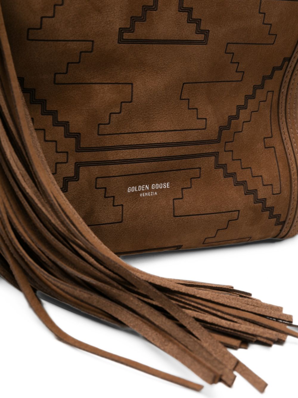 GOLDEN GOOSE Borsa a spalla East West in nabuk marrone con trama 