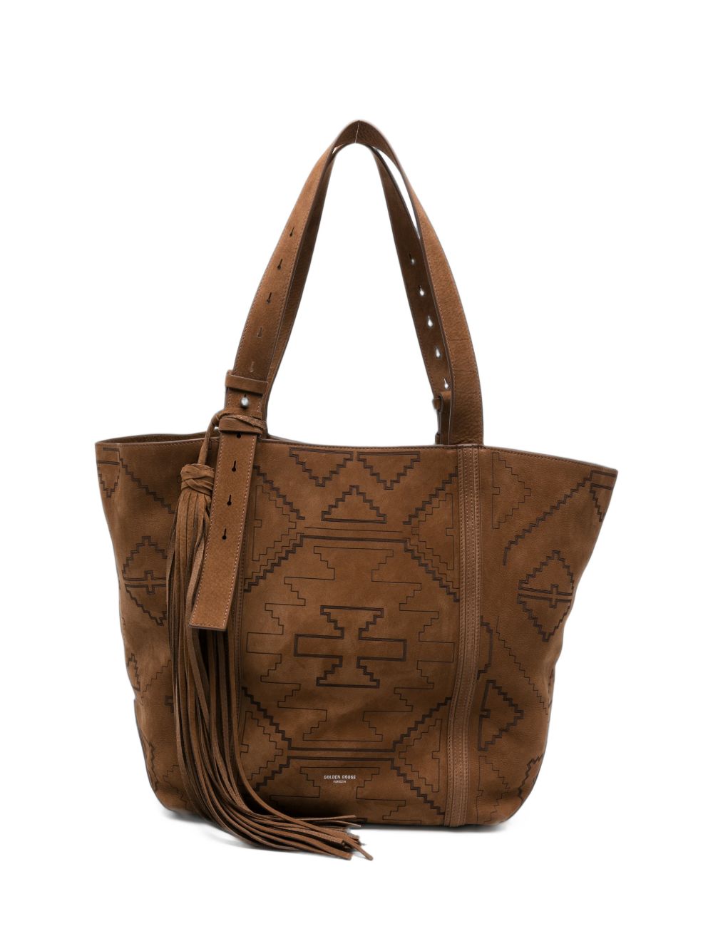 GOLDEN GOOSE Borsa a spalla East West in nabuk marrone con trama 