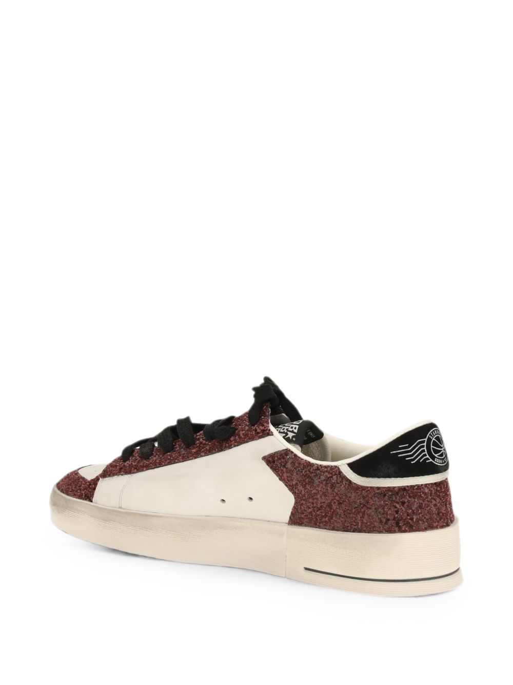 GOLDEN GOOSE Sneakers Stardan in pelle con dettagli glitter bordeaux 
