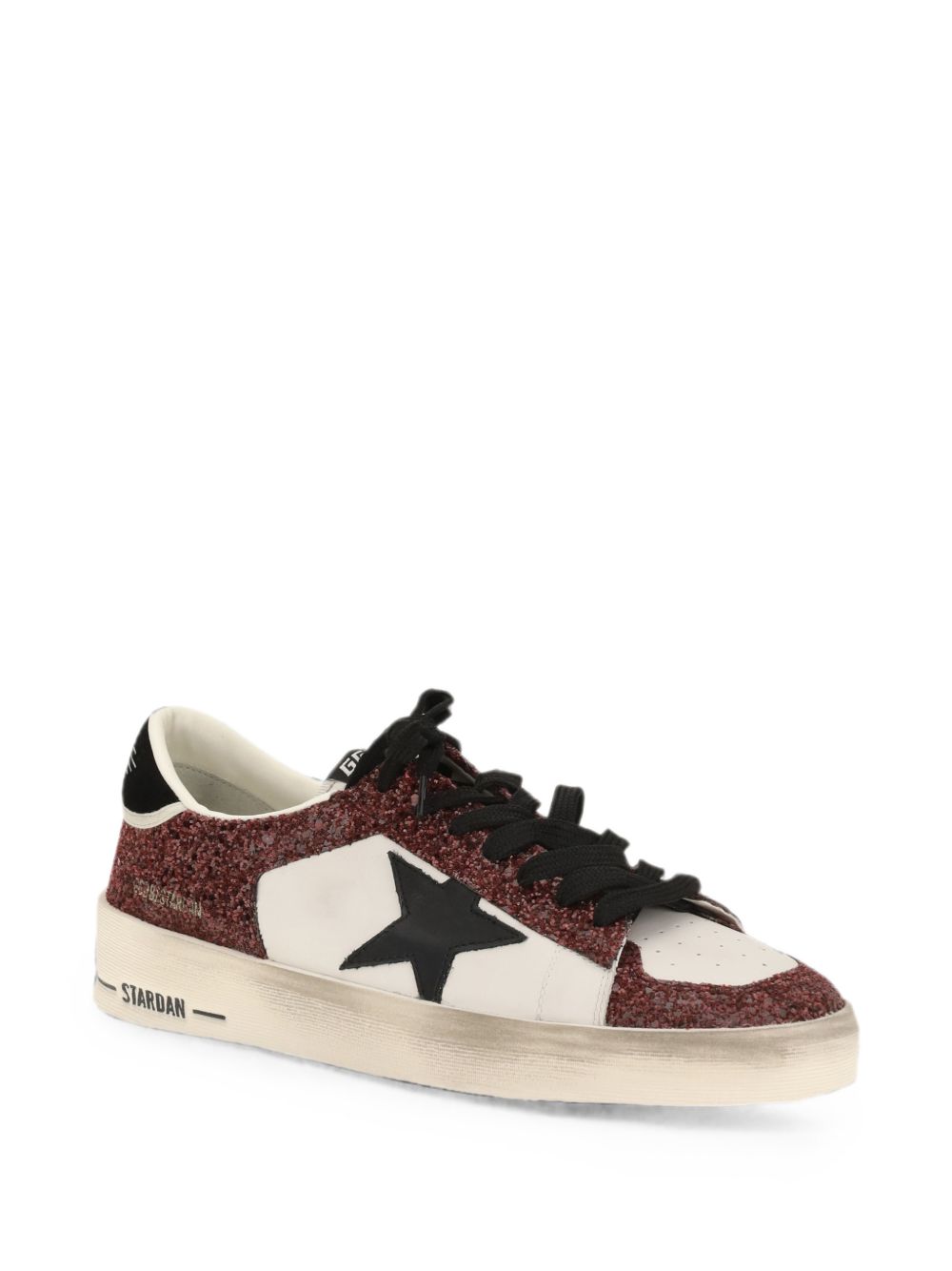 GOLDEN GOOSE Sneakers Stardan in pelle con dettagli glitter bordeaux 