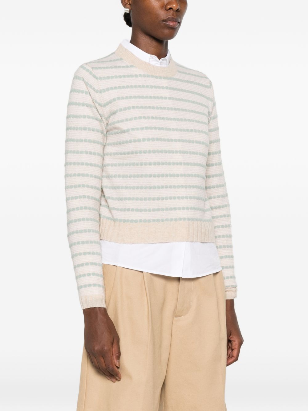 GUEST IN RESIDENCE Maglioncino cropped a righe in puro cashmere Sandstone 