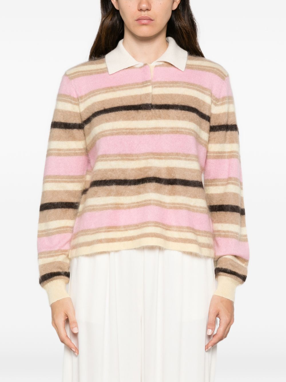 GUEST IN RESIDENCE Polo in cashmere a righe multicolore 