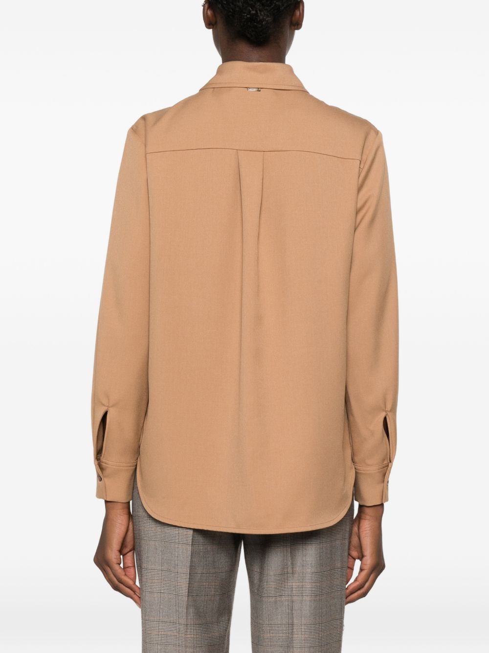 HERNO Camicia marrone chiaro con tasca sul petto 